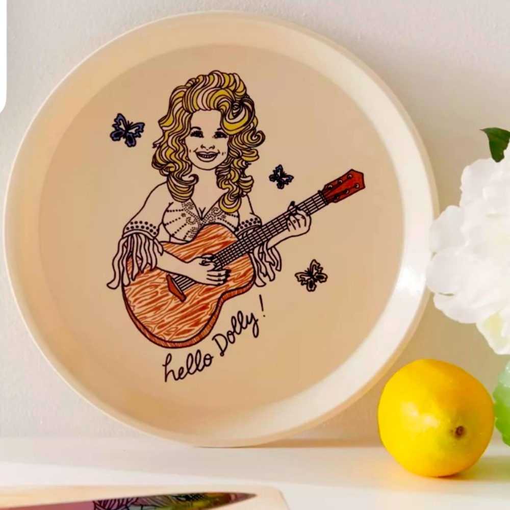 Dolly Parton Trinket Tray Fishes Eddy 9” Taylor Quinn Illustration Cream Color